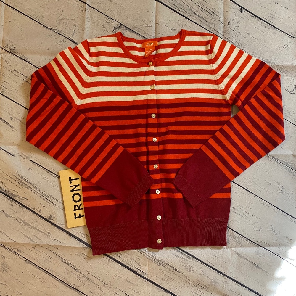 Joe Fresh Cardigan Size Small Stripe Long Sleeve Crewneck Button-up EUC